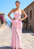 Strapless Floral Detail Maxi Dress Pink