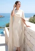 Cape Tassel Maxi Dress Ivory