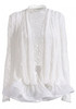 Long Sleeve Draped Lace Ruffle Dress White
