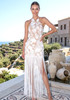 Halter Floral Tassel Maxi Dress White