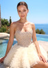 Strapless Embellished Ruffle A Line Dress Ivory