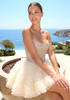 Strapless Embellished Ruffle A Line Dress Ivory