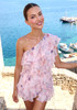 One Shoulder Floral Ruffle Dress Pink
