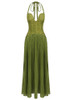 Halter Pleated Corset Maxi Dress Green