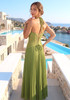 Halter Pleated Corset Maxi Dress Green