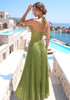 Halter Pleated Corset Maxi Dress Green