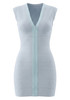 Front Zipper Mini Dress Blue