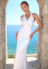 Halter Lace Silk Bustier Maxi Dress White