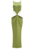 Draped Backless Maxi Dress Green