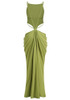 Draped Backless Maxi Dress Green