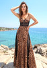 Animal Print Lace Insert Maxi Dress