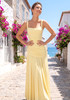Draped A Line Corset Maxi Dress Yellow