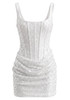 Sequin Draped Corset Dress White