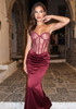 Strapless Lace Bustier Maxi Dress Burgundy