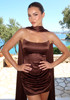 Strapless Draped Corset Dress Brown