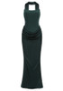 Strapless Draped Corset Maxi Dress Green
