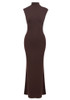 Draped Backless Maxi Dress Brown