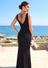 Lace Insert Bustier Maxi Dress Black
