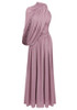 One Sleeve Draped A Line Maxi Dress Pink