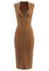 Sweetheart Neckline Midi Dress Brown