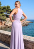 Draped A Line Maxi Dress Lavender