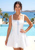 Floral Draped Bustier Corset A Line Dress White Blue