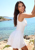 Floral Draped Bustier Corset A Line Dress White Blue