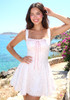 Floral Draped Bustier Corset A Line Dress White Pink