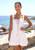 Floral Draped Bustier Corset A Line Dress White Taupe