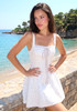 Floral Draped Bustier Corset A Line Dress White Taupe