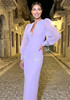 Long Sleeve Crystal Detail Maxi Dress Lavender