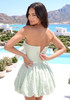 Strapless Lace Bubble Dress Green