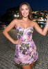 Strapless Floral Sequin Corset Dress Lavender