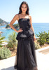 Floral Detail A Line Maxi Dress Black