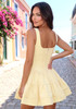 Front Button Detail A Line Dress Yellow
