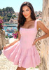 Front Button Detail A Line Dress Pink
