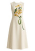 Floral Embroidered A Line Midi Dress Yellow