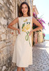Floral Embroidered A Line Midi Dress Yellow