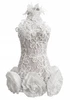 Floral Feather Lace Dress White