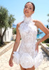 Floral Feather Lace Dress White