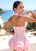 Floral Feather Lace Dress Pink