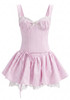 Lace Draped Bustier A Line Dress Pink