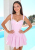 Lace Draped Bustier A Line Dress Pink