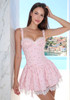 Lace Draped Bustier A Line Dress Floral Pink