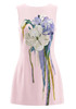Floral Detail A Line Dress Pink