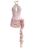 Halter Embellished Corset Two Piece Dress Pink