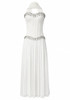 Strapless Embellished Bustier A Line Maxi Dress White