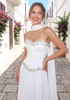Strapless Embellished Bustier A Line Maxi Dress White
