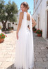 Strapless Embellished Bustier A Line Maxi Dress White