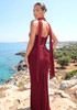 Strapless Draped Maxi Dress Burgundy